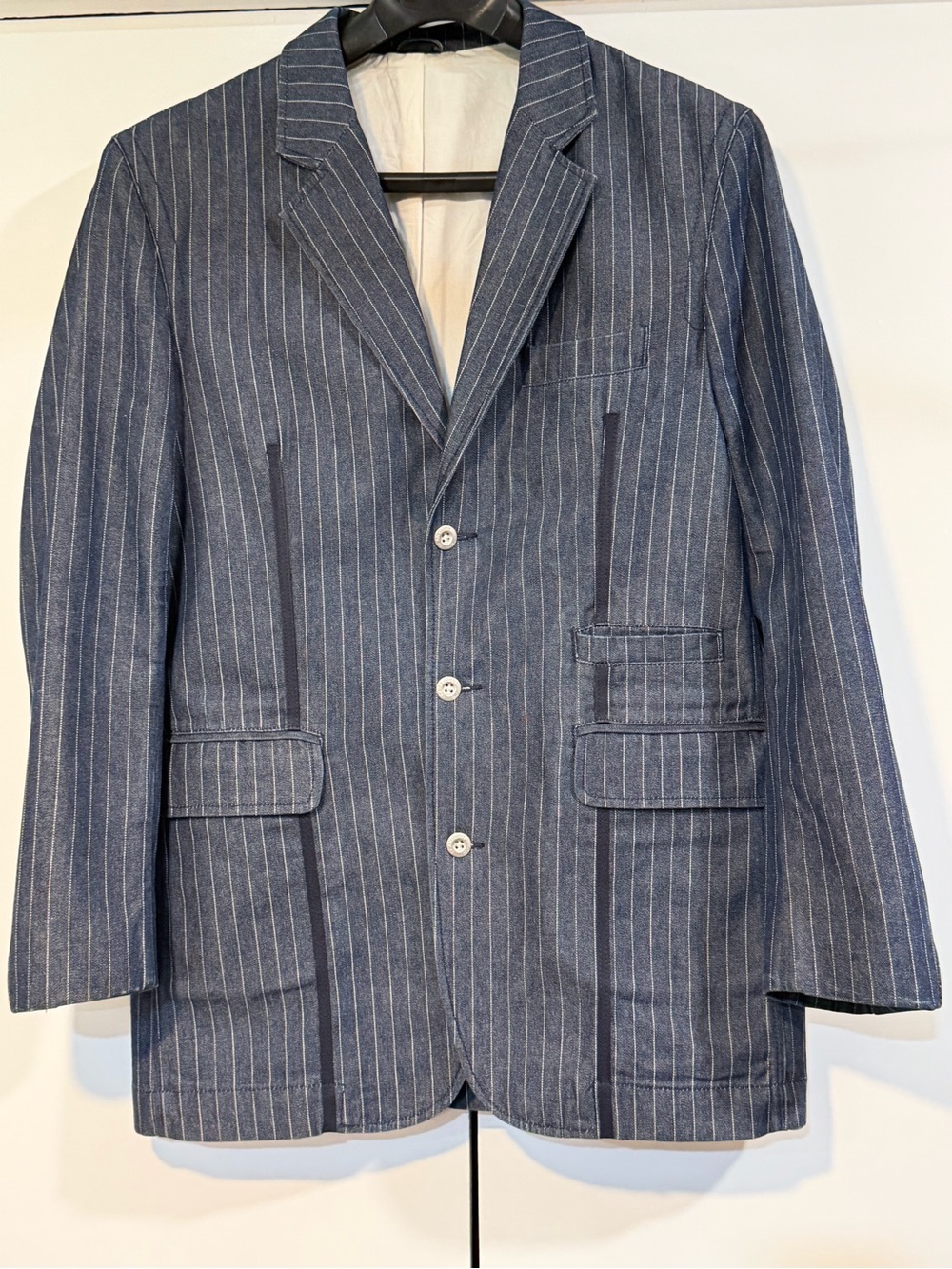 Sean John Men’s XXL Blue Pinstripe 100% Cotton Blazer Sport Coat